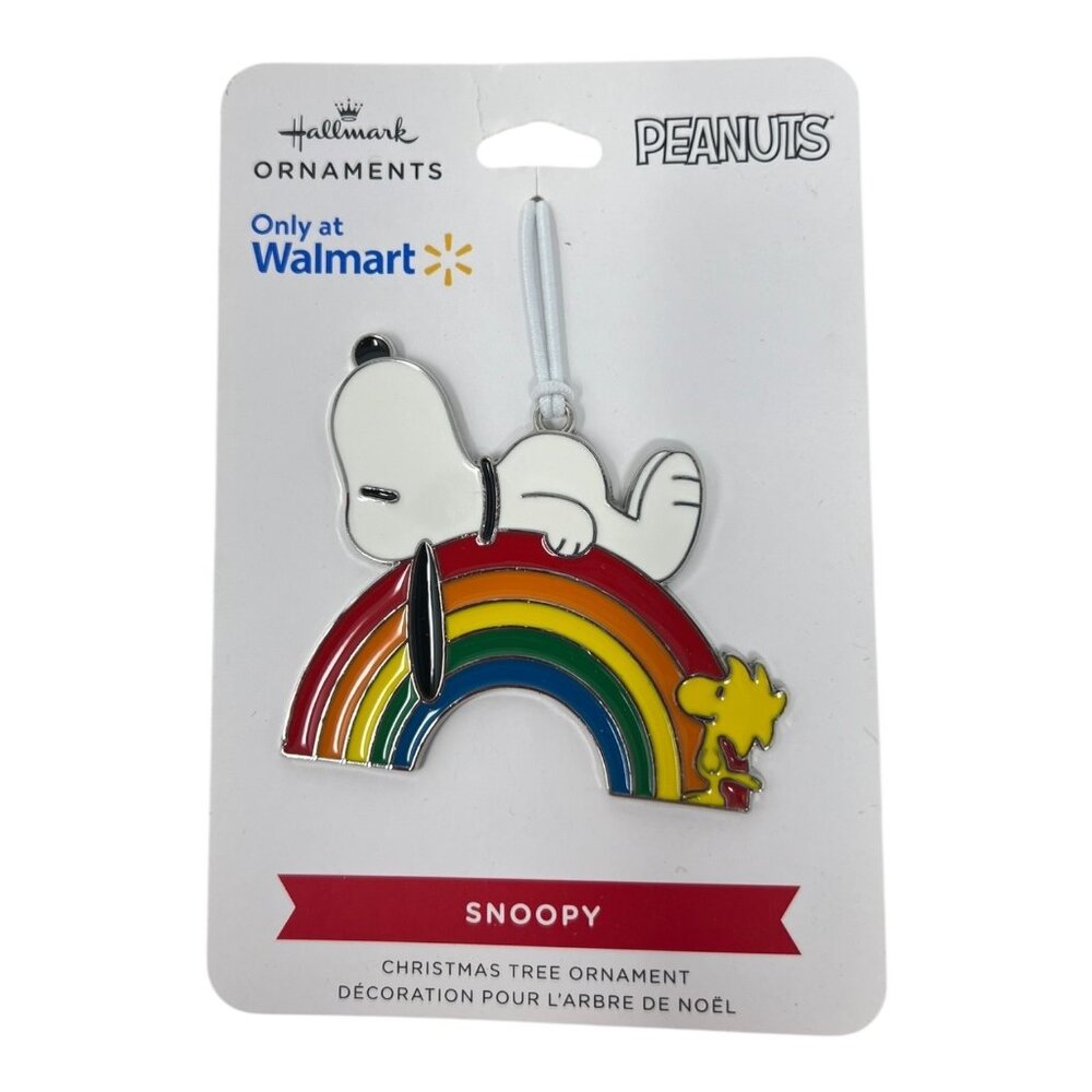 Hallmark 2023 Snoopy Woodstock Rainbow Enamel Metal Christmas Ornament NEW